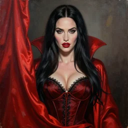 megan fox as a vampire, silk, painting