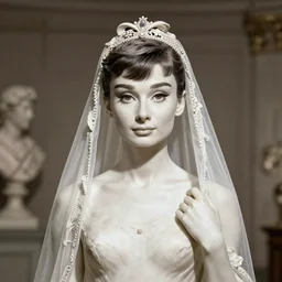 Audrey Hepburn, marmor statue by Michelangelo, veil, Sigma 85 mm f/1.4