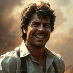 tom cruise is a happy potato, hyper detailed, digital art, artstation, cinematic lighting, studio quality, smooth render, by artgerm, greg rutkowski, boris vallejo