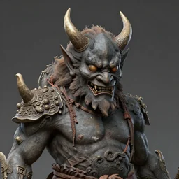 ancient japanese demon, oni, horns, artstation, hyperdetailed