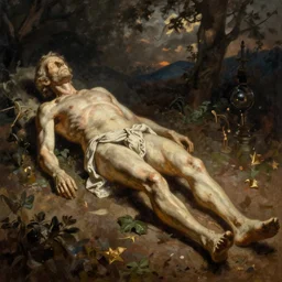 Corpses painting by Thomas Kinkade