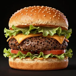 burger madness, black background, extremely detailed, sharp focus, wide view, full body shot, smooth, digital illustration, by james jean, by rossdraws, frank franzzeta, mcbess, sakimichan, brosmind, steve simpson