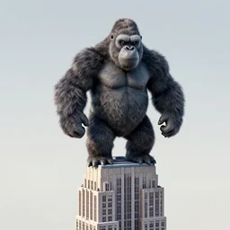 3 d render of king kong on top of the empire state building,