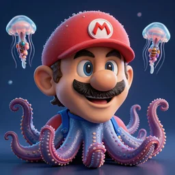 Super Mario face as Barack Obama , tentacles, unnatural shapes, jellyfish, insect, octane render, 3d digital art by beeple, unreal engine 5, award winning