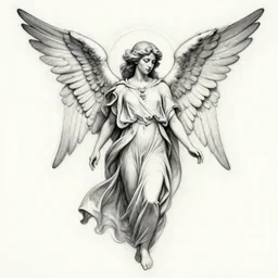realism!!!! tattoo!!!!! design sketch of a Magestic Angel, van gogh!! style, in the style of Da Ink