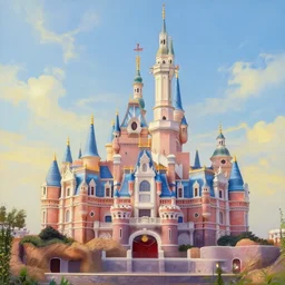 beautiful painting of the disneyland castle in the style of walt disney