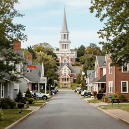 new england town in the style of max mays