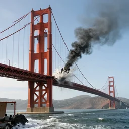 the Kraken destroying the Golden Gate bridge