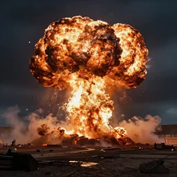 atomic explosion in the distance, award winning concept art, 4 k, cinematic