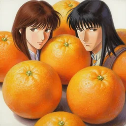 8 0 s painting of close - up oranges, realistic style by gnomon and marvel, gnomon, boris vallejo, gnomon, boris vallejo, high quality paper, gnomon, 1 9 8 0 s, boris vallejo, gnomon, boris vallejo, gnomon, ayami kojima castlevania
