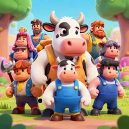🐄, clash royal style characters, unreal engine 5, octane render, detailed, brawl stars, cinematografic, cinema 4 d, artstation trending