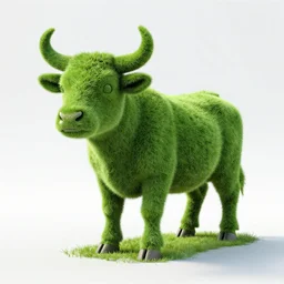 sculpture of 🐄 made of grass, detailed, octane render