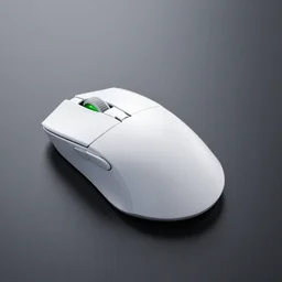 3 d render of white pc mouse with green eyes, unreal engine 5