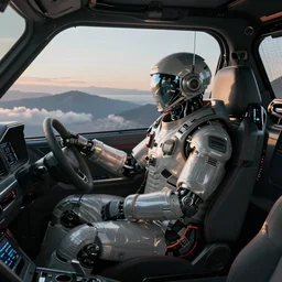 cyborg pilot wired to commands, interior cockpit, hyperdetailed, by john blanche