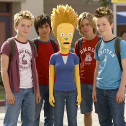 live action movie still of famous hollywood teenage actors in their roles as beavis and butthead
