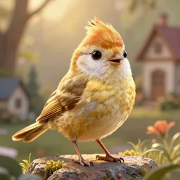 clear portrait of bird, adorable appearance!!!, golden hour, happy apearance, cottagecore!!, background hyper detailed, character concept, full body, dynamic pose, intricate, elegant, highly detailed, digital painting, artstation, concept art, smooth, sharp focus, illustration, art by artgerm and greg rutkowski and alphonse mucha