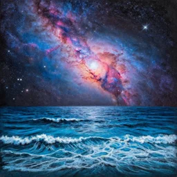 chalk painting of the ocean mixed with a nebula, by michal karcz, texture