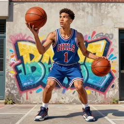 basketball!!!! in the style of norman rockwell!, graffiti!!, digital illustration, hyperrealistic, photorealistic!!!, urban art, hip - hop!!!, award winning, trending on artstation, rendered in octane, rendered in unreal engine 5, dark, gritty, urban