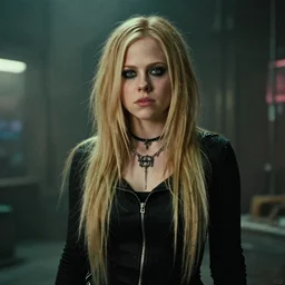 a film portrait still of avril lavigne in blade runner, gritty cyberpunk atmosphere. realism, cinematic lighting, beautiful gothic fantasy photorealistic, 4 k. 8 mm. grainy. panavision.