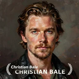 portrait of christian bale, digital painting by dean macadam