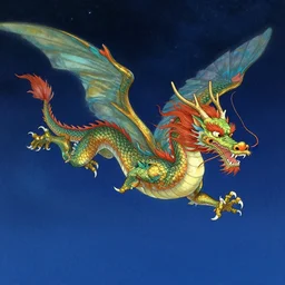 chinese dragon flying through the night sky by james gurney