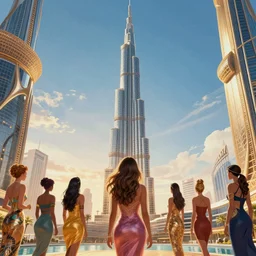 disney weta movie poster portrait photo from behind | of jessica alba on burj dubai | octane render, artstation, soft, decadent, polished, by mucha, artgerm, wlop, loish, beeple, monokini, fantasy, soft, smooth, sharp focus, digital painting, hi - fructose, rutkowski, illustration