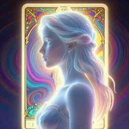 side portrait, imogen poots paladin, gloomhaven, soft, smooth, luminescent, art nouveau tarot, backlit glow, colorful swirly ripples, gaudy colors, aesthetic octane render!, unreal engine, 8 k, pre - raphaelite, gothic, by greg rutkowski, jesper ejsing, rhads, lois van baarle, ilya kuvshinov