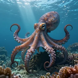 realistic ocean monster octopus 4 k ultra athmospheric volumetric foto realistic