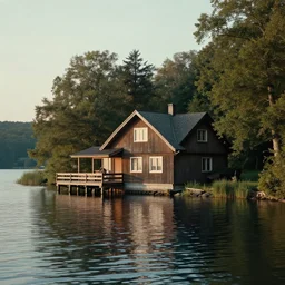 a house on the lake, cinematic, hyper realistic