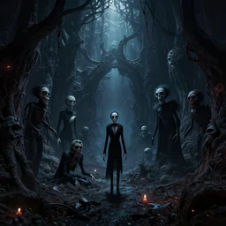 photorealistic abyssal depth of darkness that holds evil souls inspired by Tim Burton, 8k, detailed