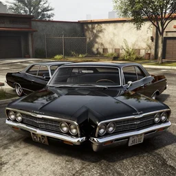4 door 1 9 6 7 chevrolet impala, painted black, in red dead redemption 2