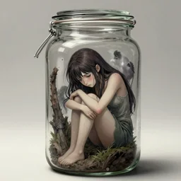 a sad fairy trapped in a jar, full body | | fine detail!! anime!! realistic shaded lighting!! by ilya kuvshinov katsuhiro otomo ghost - in - the - shell, magali villeneuve, artgerm, jeremy lipkin and michael garmash and rob rey