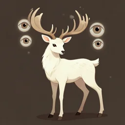 Pale Druidic Doe with Six Eyes, detailed award-winning digital 2d fantasy art, trending on ArtStation