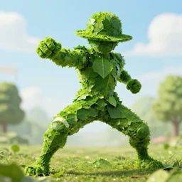 luffy from one piece made of leaves punching enel the god