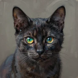ink acid shadow kitten, painted by erol otus and david thierree and dan adkins and john berkey, trending on artstation, volumetric lighting macro view muted colors, iridescent colors, dark academia, symbolism, brushwork