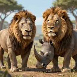 mix betwen lion and rhino, unreal engine 5, highly detailed