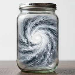 a hurricane inside a glass jar