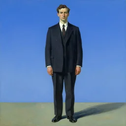 man by leyendecker, edward hopper full body and head, blue sky, modern clothes, man 2 0 2 0