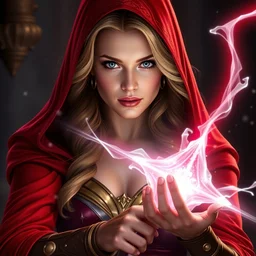 melissa joan hart as scarlett witch, 8 k, art by artgerm and greg rutkowski and alphonse mucha, movie screenshot