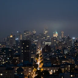 photograph of a foggy city at night by henri prestes, 4 k resolution