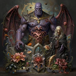 the platonic ideal of flowers, rotting, insects and praying of cletus kasady ultimate carnage thanos dementor doctor manhattan chtulu nazgul bioshock, detailed, intricate, hyperrealism, fantasy, matte, hearthstone, scary, decay, dmt, art by brock hofer and artgerm and greg rutkowski and alphonse mucha