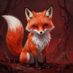 a detailed mate painting of a cute anime fox in hell'by stephanie law, existential horror, trending on cgsociety artstation, highly detailed, 8 k, masterpiece, super resolution.