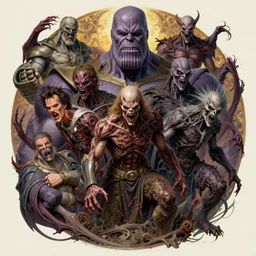 the platonic ideal portrait photo of cletus kasady ultimate carnage thanos dementor doctor manhattan chtulu nazgul, detailed, intricate, hyperrealism, intense, scary, decay, dmt, art by brock hofer and artgerm and greg rutkowski and alphonse mucha