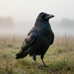 epic professional digital portrait art of a smiling  anthropomorphic crow on a morning stroll along the misty moors, best on artstation, cgsociety, wlop, Behance, pixiv, astonishing, impressive, outstanding, epic, cinematic, stunning, gorgeous, concept artwork, much detail, much wow, masterpiece.