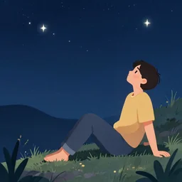 illustration of a person stargazing peacefully
