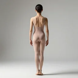 sia furler wearing a skin colored leotard full body artistic photoshoot from behind back view