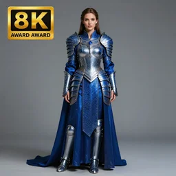 full length photo of a beautiful warrior queen wearing sapphire encrusted armour, highly detailed, 8 k, hdr, smooth, sharp focus, high resolution, award - winning photo