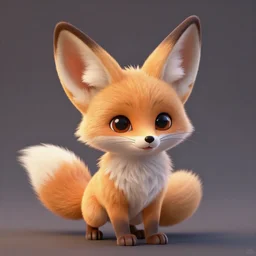 high quality character portrait of a tiny quadruped fennec fox character, disney style, highly detailed render, fur