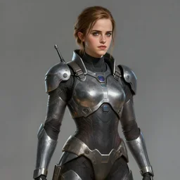 emma watson in a cyberpunk sci - fi armor, diffuse lighting, fantasy, highly detailed, photorealistic, digital painting, artstation, illustration, concept art, smooth, sharp focus, in the style of tom bagshaw