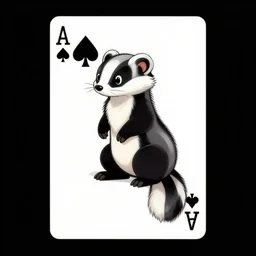 playing card design of a weasel